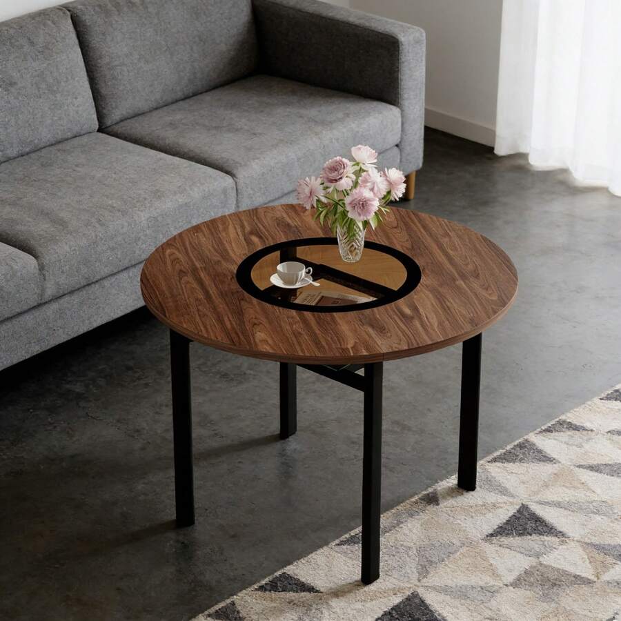 Coffee Tables - Brown+Black + Glass+Metal + MDF - View 1
