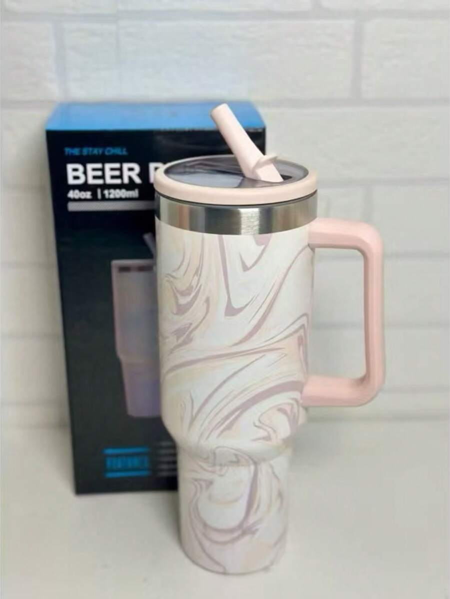 Large 1200ml Capacity, Ideal For Those Who Drink A Lot Of Water. Stainless Steel Material, Keeps The Temperature For Longer. With Straw And Lid, Practical For Drinking Without Spilling. Side Handle, Easy To Carry. Gradient Design In Pastel Colors, Modern And Stylish. Perfect For Work, Gym, Travel And Car. - 淺粉色 - 查看 1