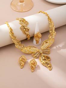 5pcs/Set Elegant Women Jewelry Set, Fashion Jewelry Set For Party Wear - Gold - View 3