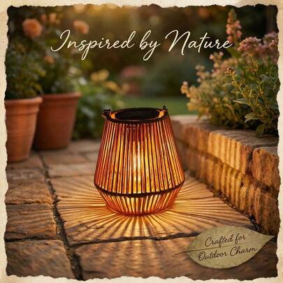 Farol colgante de ratán tejido con energía solar, adecuado para decoración de patio, porche, árboles, césped y senderos exteriores