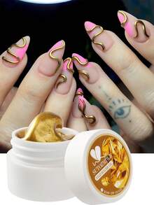 FULL BEAUTY 5克金色3D立体造型雕塑不粘手部延长美甲凝胶金属镜面效果设计春夏花朵造型美甲用品美甲饰品 - 金色 - 查看 9