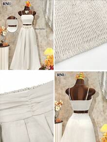 RNU 两件套百搭A字裙套装，浪漫优雅休闲风，弹力腰身吊带背心+迷你裙，适合生日、婚礼宾客、情人节、狂欢节、新年、通勤、春夏等场合。 - 杏色 - 查看 10