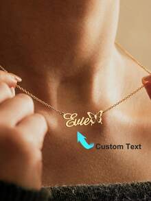 1PC Custom Hollow Butterfly Name Necklaces For Women 18K Gold Plated Personalized Name Stainless Steel Name Butterfly Necklace Party Wedding Birthday Jewelry Gift - Yellow Gold - View 1