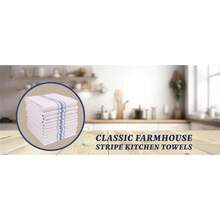 KAF Home Classic Farmhouse Stripe Kitchen Towels | Set of 12, 15" x 25", 100% Pure Cotton Dish Towels | Perfect Bar Towel Dish Cloths for Cooking, Cleaning, and Dining (Charcoal) - Gris - Ver 8