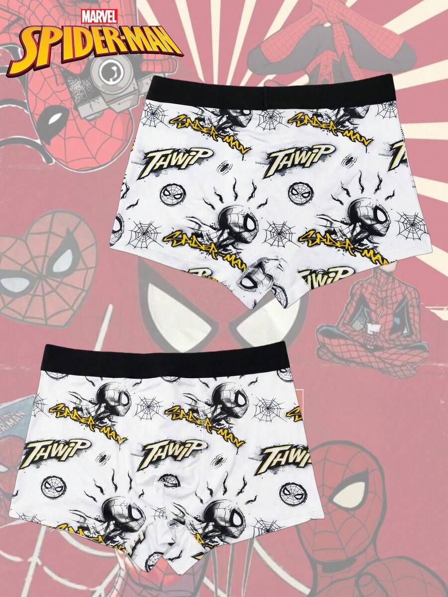 Disney 1pc Spider-Man Men's Briefs, Skin-Friendly Elastic Fitted Comfortable Boxer Briefs, All Season - Black and White - View 1