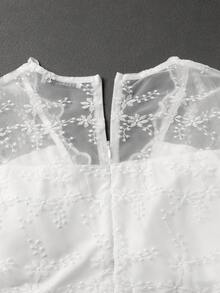 Women's Bride Gift Dress - A-Line Minimalist Embroidered Lace Wedding Gown With 3/4 Sleeves - White - View 7