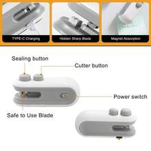 No More Stale Snacks! USB Mini Bag Sealer - Handheld Device To Instantly Re-Seal Any Chip Bag Or Plastic Pouch, Portable & Easy Use - 白色 - 查看 9