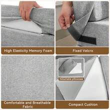 WUTUTUEE - Sofá Cama Plegable con Almohada Futón de Lino Colchón Plegable de Espuma Viscoelástica para Recámara Sala de Estar Recámara u Oficina Gris Claro Individual - Lino Gris Claro - Ver 5