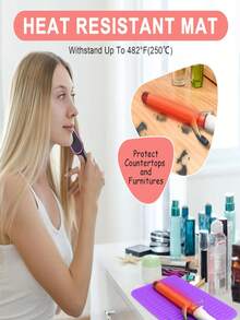 1 pieza Alfombrilla de silicona resistente al calor, apta para herramientas de peinado (plancha, tenacillas, rizador eléctrico) - 22,7 x 11,6 cm - Ver 4