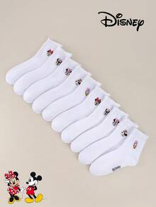 Disney 1/5/10 Pairs, Mickey, Minnie, Daisy Cartoon Embroidered Pattern Women's Mid-Calf Leg Warmers Set, White, Unisex, Couples Leg Warmers, Women's Leg Warmers, Ladies Leg Warmers, White Leg Warmers, Women's Leg Warmers, Loose Leg Warmers, Unisex Crew Leg Warmers, Invisible Leg Warmers, Soft & Breathable Women's Leg Warmers - Multicolor - View 5