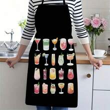 1件创意水果蔬菜、饮料、寿司图案围裙，适合烹饪、烘焙、厨房、庭院烧烤、家庭聚会，创意厨师礼品 - 彩色 - 查看 11