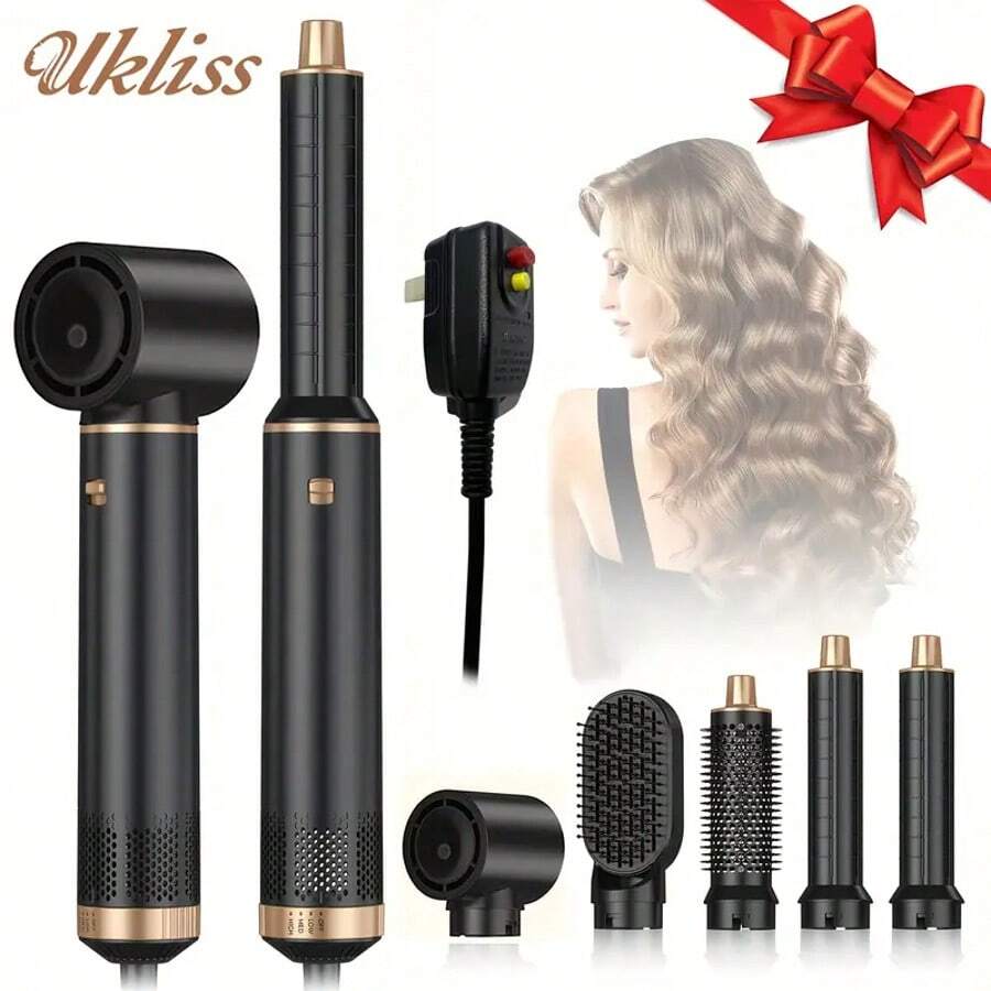 Bộ tạo kiểu tóc 5 trong 1 UKLISS - Máy sấy tóc, máy uốn và duỗi tóc tự động, dụng cụ chăm sóc tóc ion âm, tạo kiểu tóc chuyên nghiệp như ở salon.