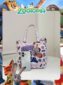 Disney 1个官方授权的《疯狂动物城》尼克/朱迪/闪电图案午餐包可爱卡通手提斜挎包，日常使用，可调节肩带，方便携带——适合女士/女孩/青少年/学生日常/外出/购物/出行 - 彩色 - 查看 5