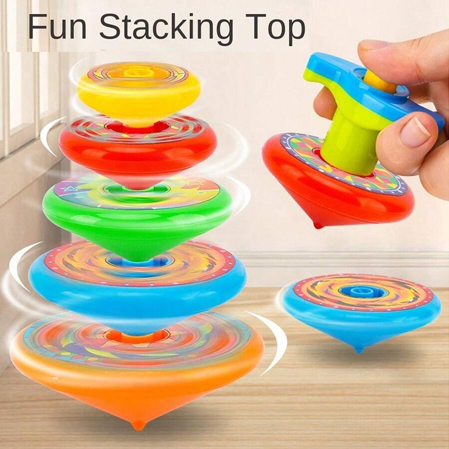 一套旋转陀螺玩具，旋转玩具，旋转陀螺游戏，旋转陀螺玩具，儿童派对用品，儿童生日礼物，圣诞礼物（部分配件、贴纸图案和颜色随机，且由于手工测量可能存在轻微尺寸误差）