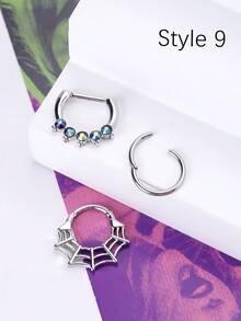 3件套Y2K风格16G鼻环链鼻中隔饰品蝴蝶、蛇、月光石鼻中隔环穿刺饰品不锈钢唇环仿珍珠鼻中隔卡扣环和马蹄形外星人星星杠铃铰链鼻中隔环耳廓、耳屏、耳骨、耳廓内侧、耳软骨耳环鼻中隔鼻环环穿刺饰品垂坠链鼻环男女通用10mm派对约会日常佩戴 - 粉色 - 查看 9