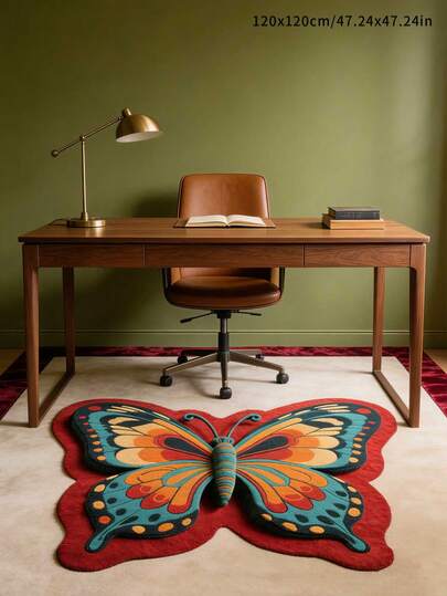 这款波西米亚蝴蝶地毯采用对比鲜明的花卉图案，营造出如同油画般的艺术效果，尽显波西米亚风情。地毯触感柔软亲肤，动感的不对称造型使其不仅是一件地毯，更是一件装饰性的软装艺术品，能够点亮空间。适用于各种场合，例如：客厅地毯、卧室装饰、小型地毯、户外地毯等。这款地毯可水洗。