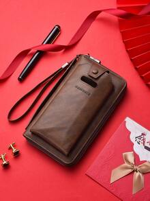 Gift Box Set Men's Zipper Phone Wallet, Valentine's Day New Year Gift For Boyfriend, Father, Large Capacity Leather Clutch Wallet, Business Card Slots - Multicolor - View 11