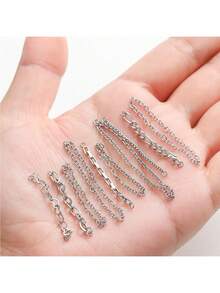 10Pcs Nose Rings Chain Stainless Steel Heart Double Nose Chains Nostril Piercing Jewelry For Women Men Silver Tone 32/35/38/40/45/50mm - Silver - View 9