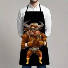 1PC Funny Animal And Cute Pet Pattern Printed Apron For Household Kitchen Cooking, Baking, And Barbecue, Suitable For Both Men And Women, Unique And Cool Cooking Accessory, Perfect For Cooking, Baking, And Backyard BBQ - Multicolor - View 5