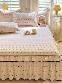 水洗棉质印花床裙，舒适柔软，不褪色，不起球，不缩水，多种尺寸可选，适合居家卧室、客厅、户外旅行，四季皆宜。 - 彩色 - 查看 3