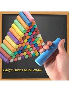 Washable Sidewalk Chalk Set For Kids - Colored Chalk With Bucket, 8 Bright Colors, For Toddlers Outdoor Drawing & Art Activities - Multicolor - View 6