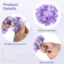 6pcs Artificial Hydrangea Flowers, Silk Hydrangea Flowers, Fake Plants, Home, Restaurant, Living Room, Outdoor Garden Decor, Floral Arrangement, Photography Props, Autumn, Spring, Vase, Flower Wall, Wreath, Bridal Bouquet, Wedding Decoration, DIY Wreath Materials, Birthday Party Decor, Home Decor Accessories, Valentine's Day - Purple - View 9