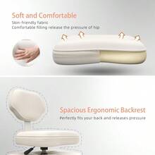 YUKSAL - Silla de oficina de piernas cruzadas con ruedas escritorio cruzado para meditación en casa yoga TDAH ergonómica para arrodillarse con soporte lumbar y altura ajustable - Marfil - Ver 5