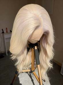 Loose Wave Lace Front Wig Human Hair With Baby Hair 200% Density Lace Frontal Glueless Wigs For Women Platinum White Human Hair  Wig 13x4 Lace Closure Wig Body Wave Pre Plucked HD Transparent Lace Front Human Hair Wig - white - 查看 4