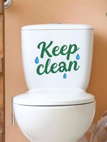 1pc Green Text Toilet Sticker - Funny And Eye-Catching Toilet Lid Sticker To Add Personalized To Your Bathroom - Multicolor - View 7