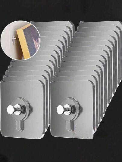 10Pcs Heavy Duty Adhesive Wall Hooks 13Lbs Max Load, No Drill Nail Free Self Adhesive Thumb Hooks, Waterproof Sticky Hangers For Bathroom Kitchen Bedroom Picture Towel Robe