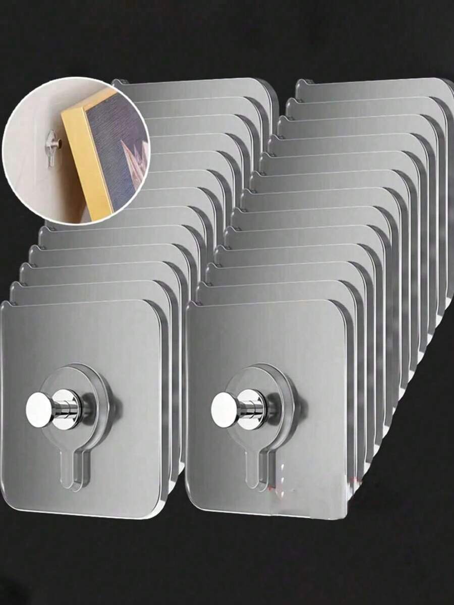 10Pcs Heavy Duty Adhesive Wall Hooks 13Lbs Max Load, No Drill Nail Free Self Adhesive Thumb Hooks, Waterproof Sticky Hangers For Bathroom Kitchen Bedroom Picture Towel Robe - Multicolor - View 1