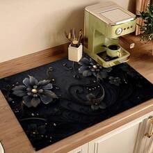 1pc 3D Flower Pattern Absorbent Drying Mat, Kitchen Decor Coffee Machine Mat, Handmade Coffee Pot Draining Pad, Kitchen Floor Mat, Dining Table Mat, Kitchen Counter Dish Drying Mat, Breakfast Mat, Anti-Slip Heat Resistant Draining Mat, Diatomite Draining Mat, Hides Stains, Super Absorbent Kitchen Mat, Easy To Clean Dish Rack Mat, Suitable For Kitchen, Dining Table, Cafe, Bar, Holidays, Parties, Home Decor, Holiday Gifts - Multicolor - View 7