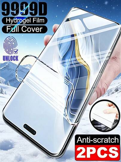 2片装超高清水凝胶膜，防爆防刮，手机屏幕保护膜，兼容小米17/15/13/12/14 Ultra Pro/红米Note 14/15/13 Pro+/Pro 4G/5G/OPPO Reno/Realme/荣耀Magic 5/6/7/8 Pro Lite 90/100/200/400/500/vivo/一加/Infinix/等多种曲面机型，触感顺滑，自动吸附，支持指纹识别，软壳材质，非玻璃材质。
