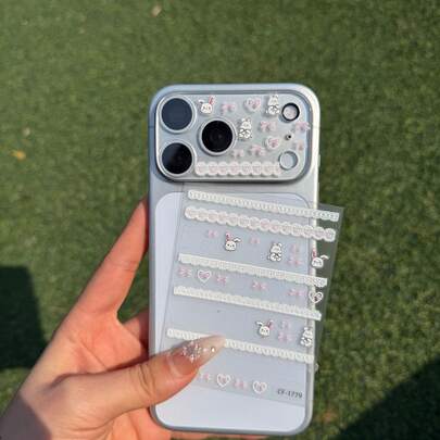 High Definition Lens Film + DIY Rabbit Heart, Butterfly Embossed Stickers, Suitable For IPhone 17 Pro/Pro Max, High Definition Transparent Protective Film, Tempered Glass Material, Anti-Scratch