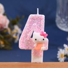 [1pc Kawaii Hello Kitty Candle] 1pc Sanrio Kawaii Hello Kitty Holiday Atmosphere Celebration Candle Cute Hello Kitty Number Candle Suitable For Birthday Party Holiday Countdown Christmas Thanksgiving Gift Etc - Multicolor - View 7
