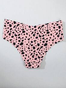 3 piezas de bragas de mujer con estampado de corazón lindo, ribete con volantes, tela suave y lisa, ropa interior casual cómoda - Multicolor - Ver 7
