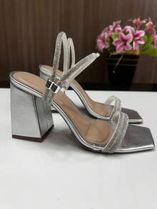 Women's Comfortable Rhinestone Sandal For Parties - 銀色 - 查看 1