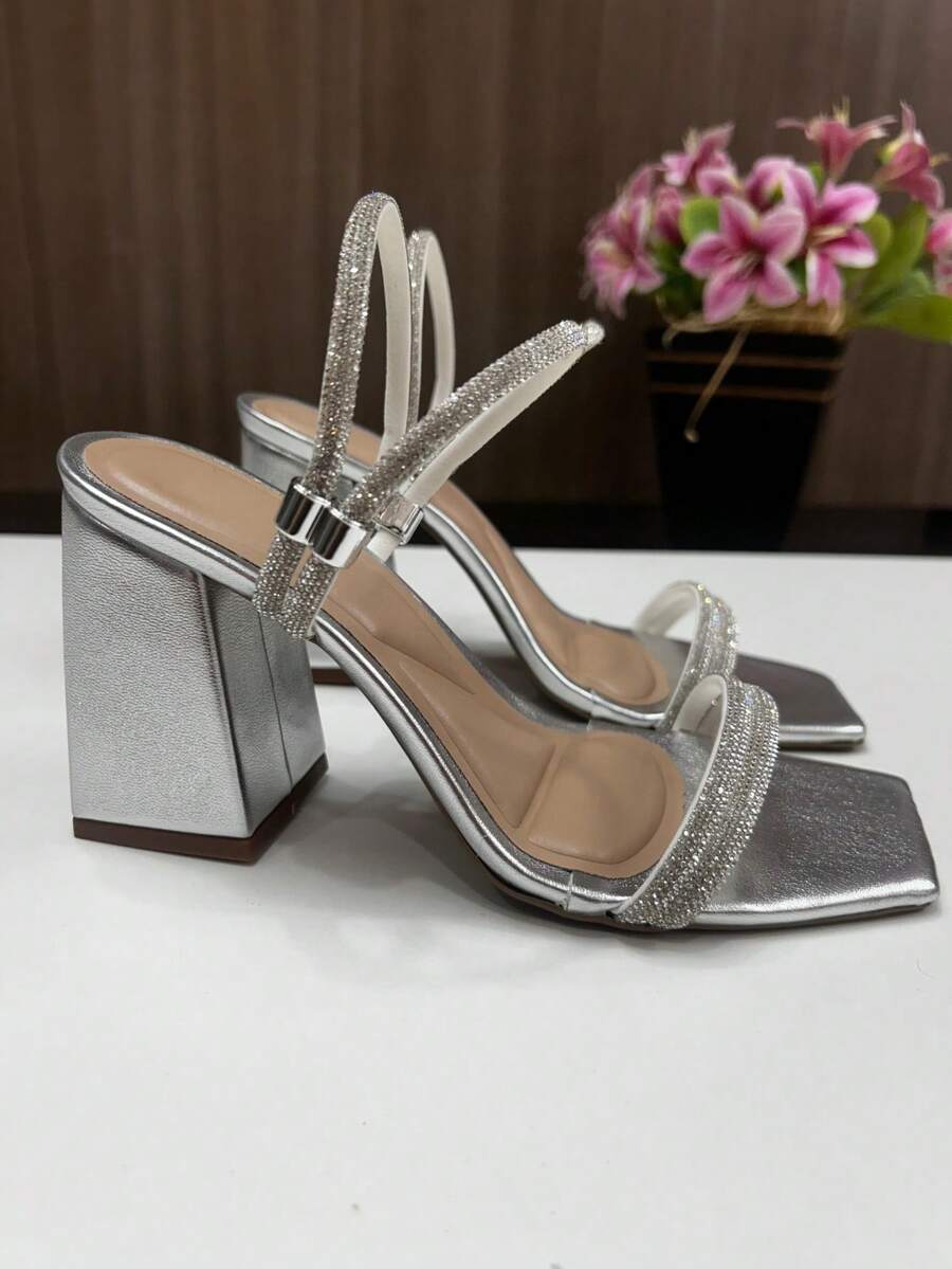 Women's Comfortable Rhinestone Sandal For Parties - 銀色 - 查看 1