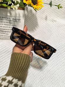 1 Pair Unisex Minimalist Square Design Metal Inlaid Fashion Glasses, Suitable For Cycling, Driving, Dating, Beach, And Daily Wear - Multicolor - View 8