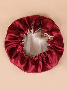 1pc Minimalist Elegant Daily Drawstring Beanie Hat - Burgundy+Gold - View 3