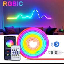 RGB IC Neon LED Light String, USB Neon Light Strip, Music Synchronized Smart Light String, 8 Modes, 1m/2m/3 Meters/5m Options, Waterproof Flexible Light Strip With Bluetooth Remote Control, Suitable For Bar, Bedroom, Kitchen, Living Room, Game Room, Outdoor Decoration, Also Applicable For Birthday Party, Camping, Halloween, Christmas Decoration - RGBIC - View 14