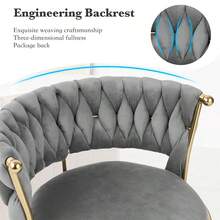 Modern Velvet 360-Degree Rotating Height Adjustable Bar Stool (Set of 2) with Backrest and Pedals - Dunkelgrau - Übersicht 2
