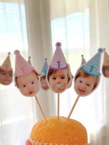 25pcs Personalized Character Body Photo Cake Topper - Custom Photo + Character Body, Easy To Place On Cakes - Suitable For Birthdays, Baby Showers - Multicolor - View 5