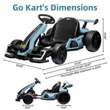 Go Kart Eléctrico para Niños de 24V con Motor de 300W, Coche de Derrape con Asiento Ajustable y 4 Modos de Velocidad, Llantas EVA, Pedal de Freno, Modo Derrape/Deportivo para Niños de 6 a 12 Años - Azul - Ver 2