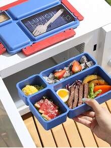 1550ml Adult Bento Lunch Box With Compartments, Sauce Containers And Utensils, Leak-Proof Lunch Box Suitable For Kindergarten, School, Office, Back To School Season - Multicolor - View 6