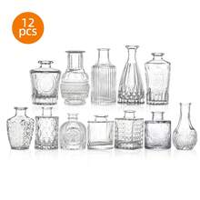 Tomnk 12/18/24/36pcs Glass Bud Vase Set, Small Flower Vase For Centerpieces, Clear/Blue/Pink Bud Vases In Bulk, Mini Vintage Vase For Rustic Wedding Decorations, Mother's Day Decor, Ideal Mother's Day Gift - 彩色 - 查看 13