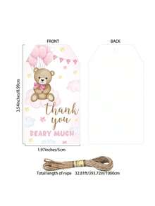 50个/包 带绳感谢卡，生日派对礼物，派对庆典装饰礼品标签 - 彩色 - 查看 7