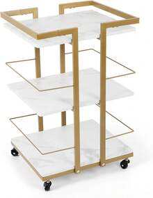 GCCSJ Beautician Trolley,Professional 3-Tier Gold Salon Rolling Cart - Heavy Duty Mobile Nail & Skincare Trolley With Locking Wheels & Large Storage, 150 LB Capacity Beauty Workstation For Spa, Esthetician & Home Use - 白色 - 查看 12