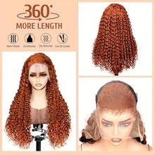 34 Inch Ginger # 350 Deep Wave 13x4 Lace Front Wigs Human Hair 200% Density Lace Frontal Wigs Blended Human Hair Pre Plucked #350 Deep Curly Wave HD Lace Front Wigs For Women - S350 - View 7