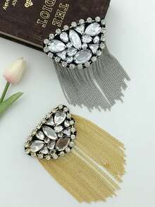 1pc Chain Tassel Shield Shaped Shoulder Accessory For Stage Performance, Party Dress - Shield Epaulettes - View 11
